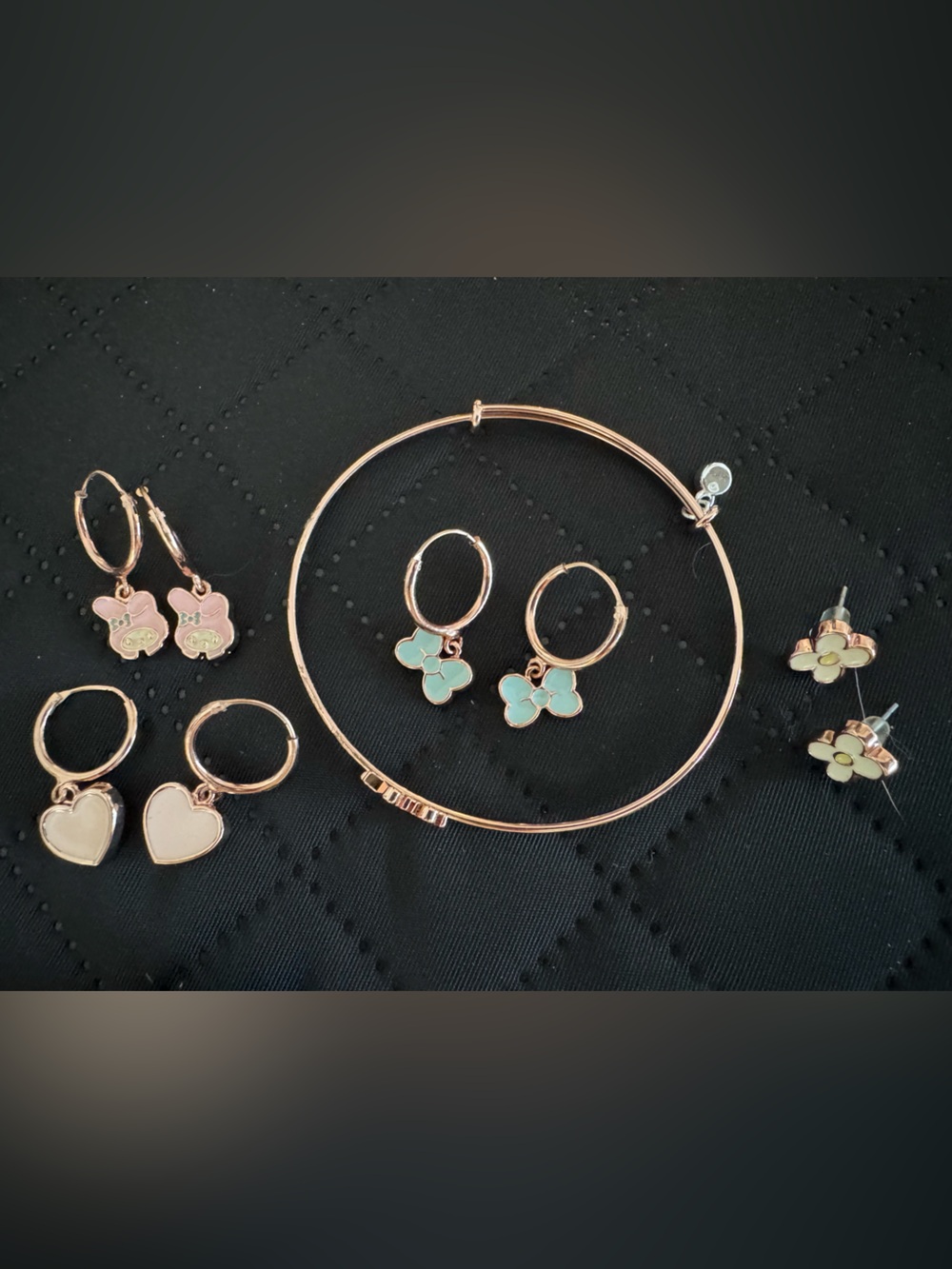 Sanrio Earrings and bracelet lot Rose Gold
